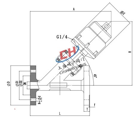 P4氣動調(diào)節(jié)型角座閥結構圖